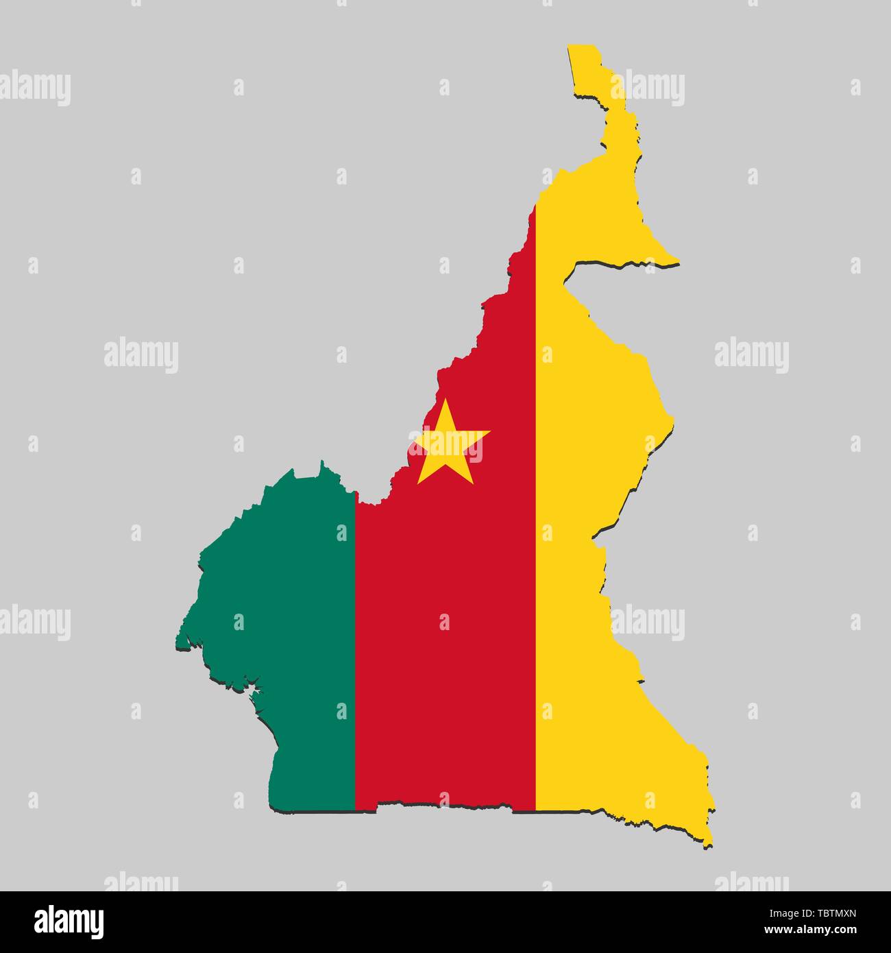 Carte du Cameroun avec drapeau national. Vector Illustration Illustration de Vecteur