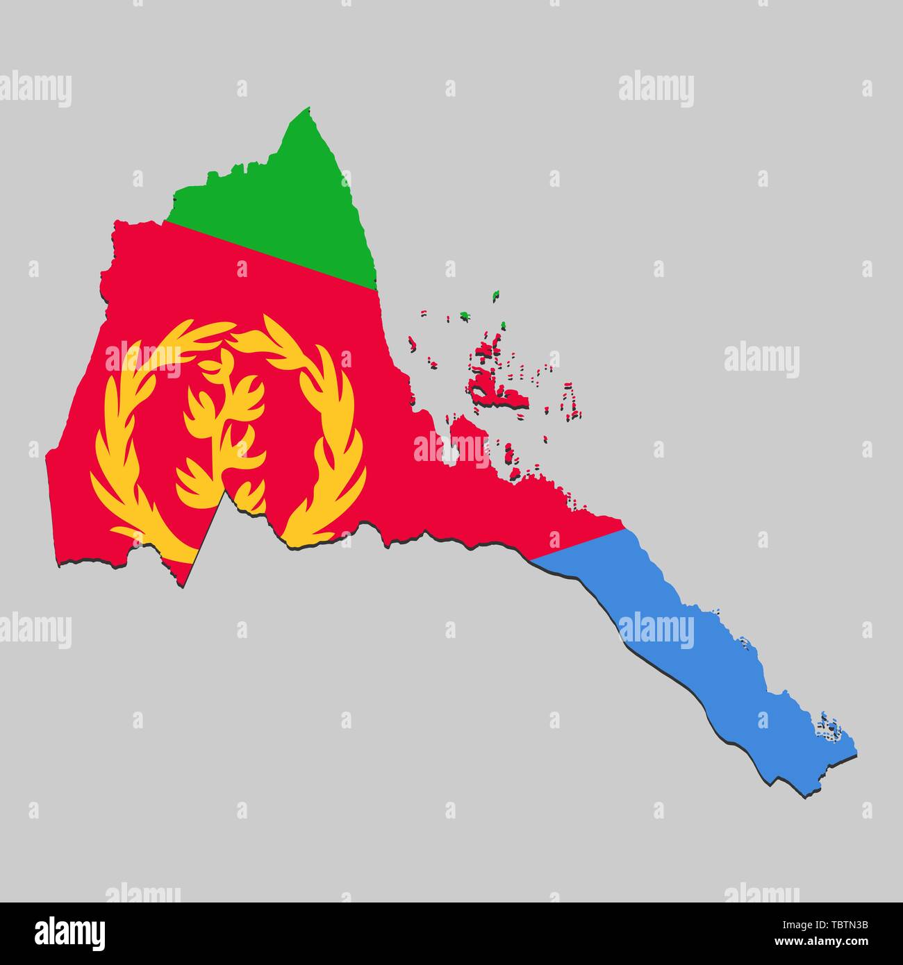 La carte de l'Érythrée avec drapeau national. Vector Illustration Illustration de Vecteur