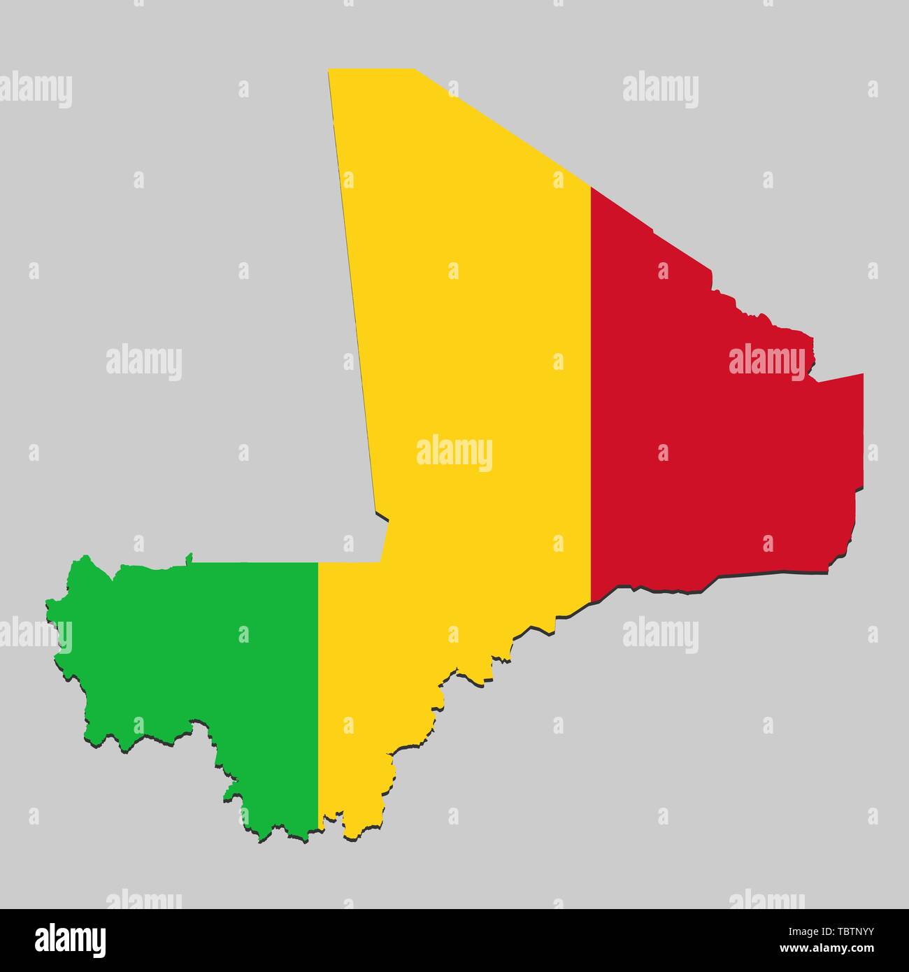 Carte du Mali avec drapeau national. Vector Illustration Illustration de Vecteur