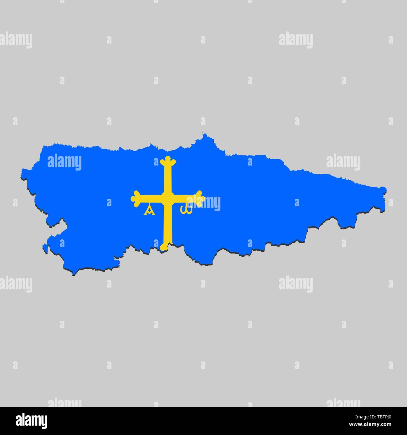 Carte des Asturies est un état de l'Espagne avec drapeau. Vector Illustration Illustration de Vecteur