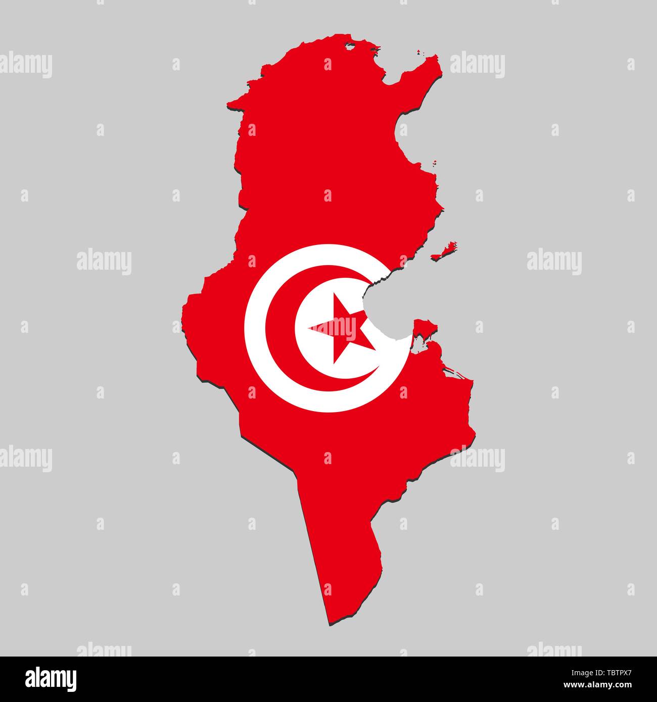 Carte de la Tunisie avec drapeau national. Vector Illustration Illustration de Vecteur