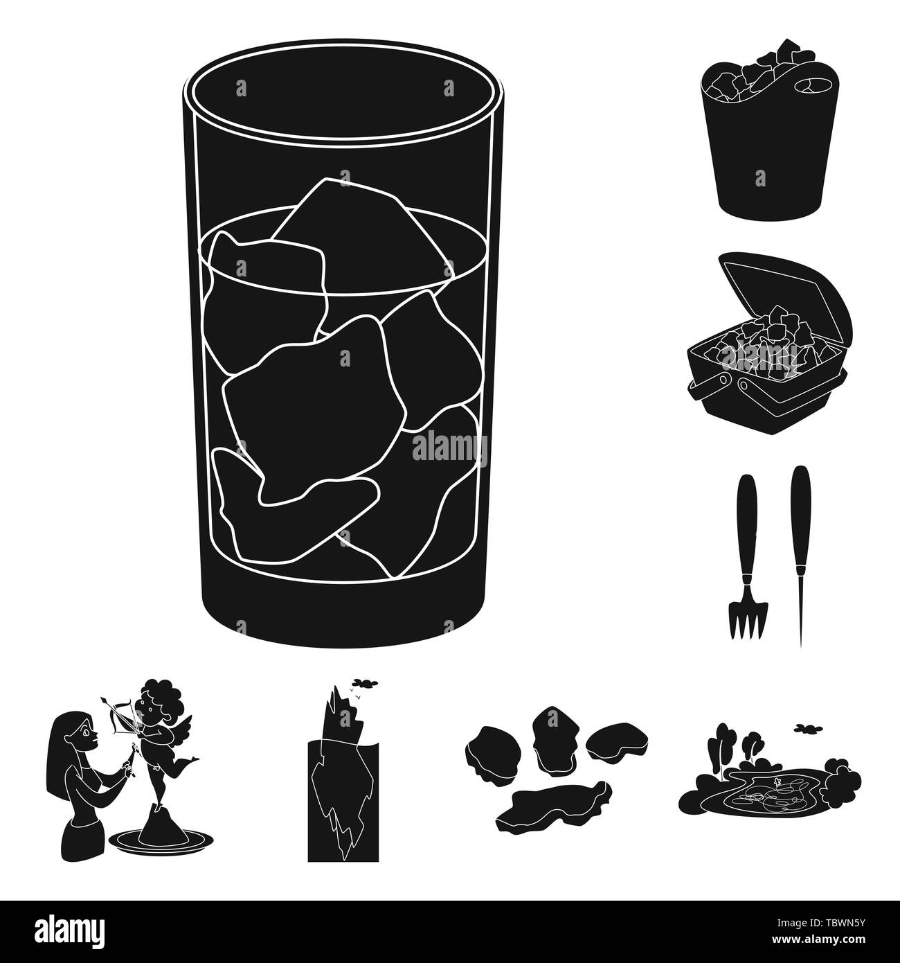 Godet,glace,frigo,knife,sculpture,iceberg,étang,éclats de verre,fourche,cube,,Bar,cuisine,sous,Cupidon,pieces,lac,cristal,appareil,ange,la mer a gelé l'hiver,instruments,statue,océan,froid,transparent,gel,eau,d,un,humide,carre,pureté,texture,set,congelés icône,,illustration,collection,isolé,design,graphisme,élément,signer,Black,de simples vecteurs vecteur , Illustration de Vecteur