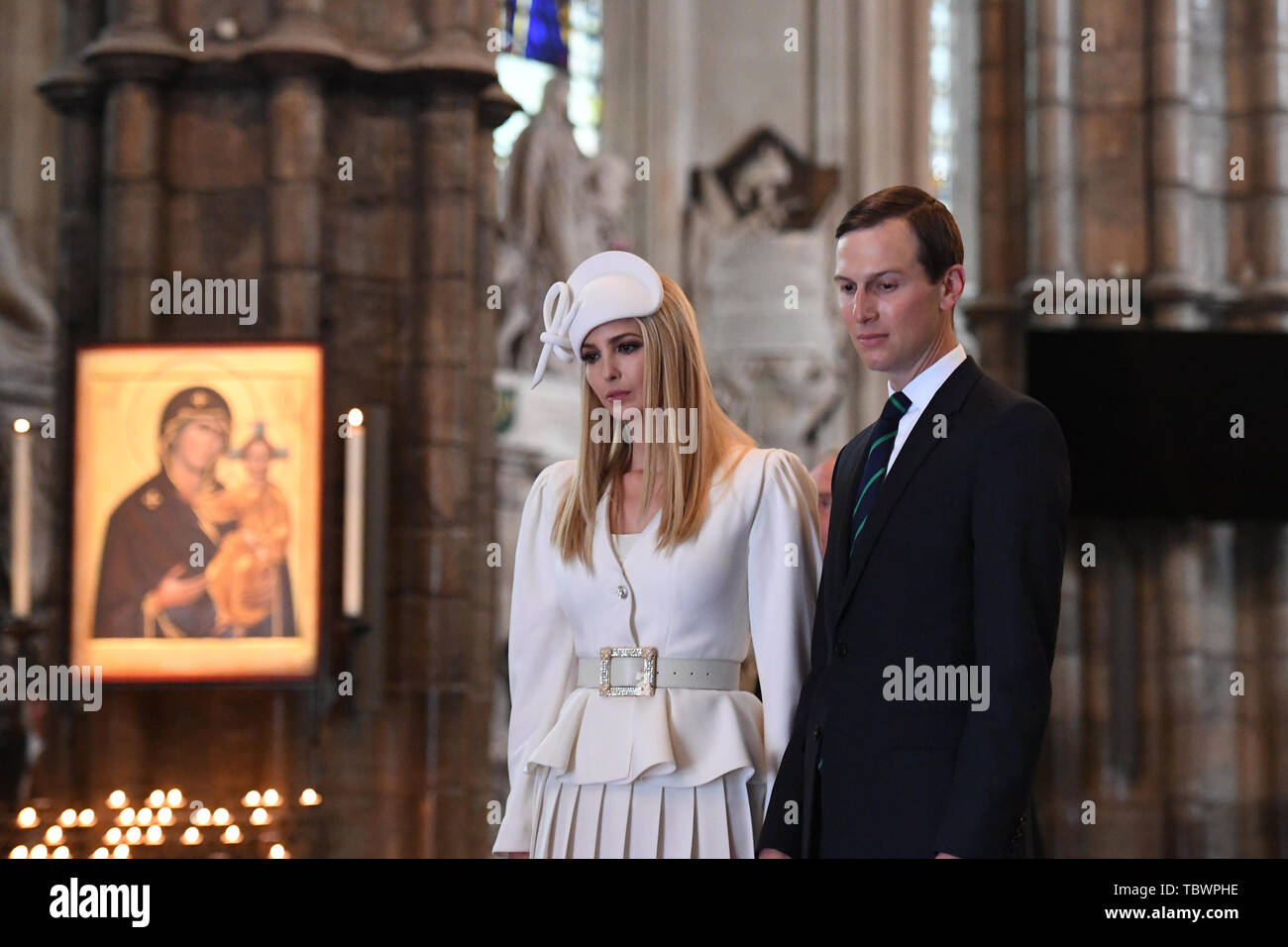 Ivanka Trump et Jared Kushner au cours d'une visite de l'abbaye de Westminster au centre de Londres, lors de la première journée du Président américain Donald Trump de sa visite d'état du Royaume-Uni. Banque D'Images