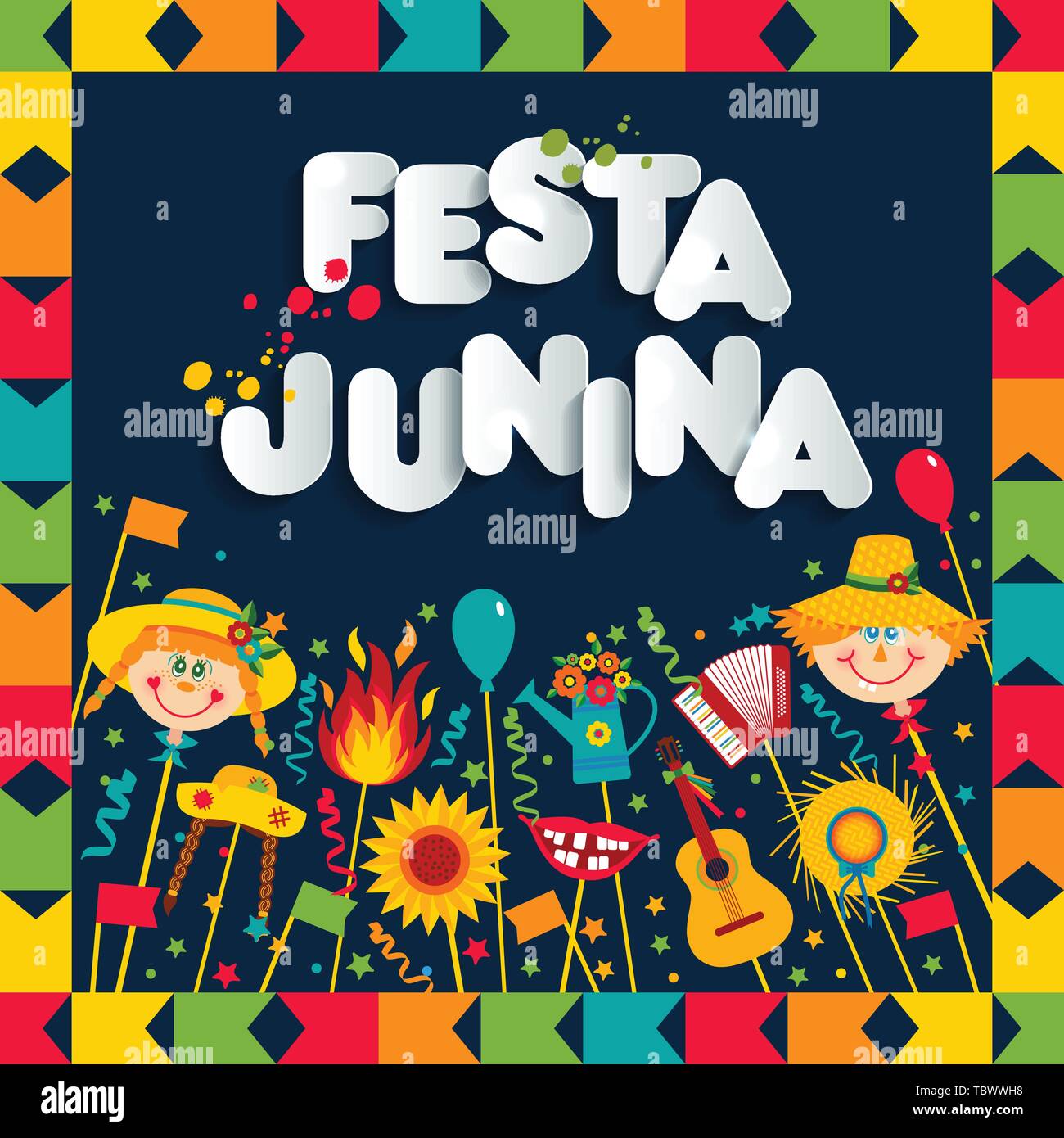 Festa Junina fête du village en Amérique latine. Icons set illustration. Illustration de Vecteur