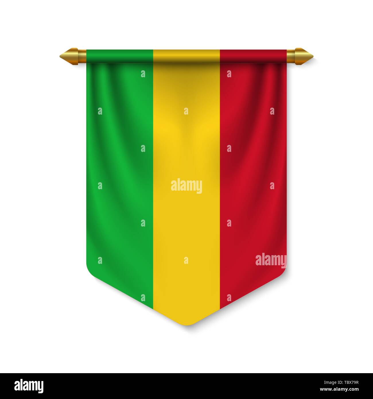 3D réaliste avec drapeau fanion du Mali. Vector illustration Illustration de Vecteur