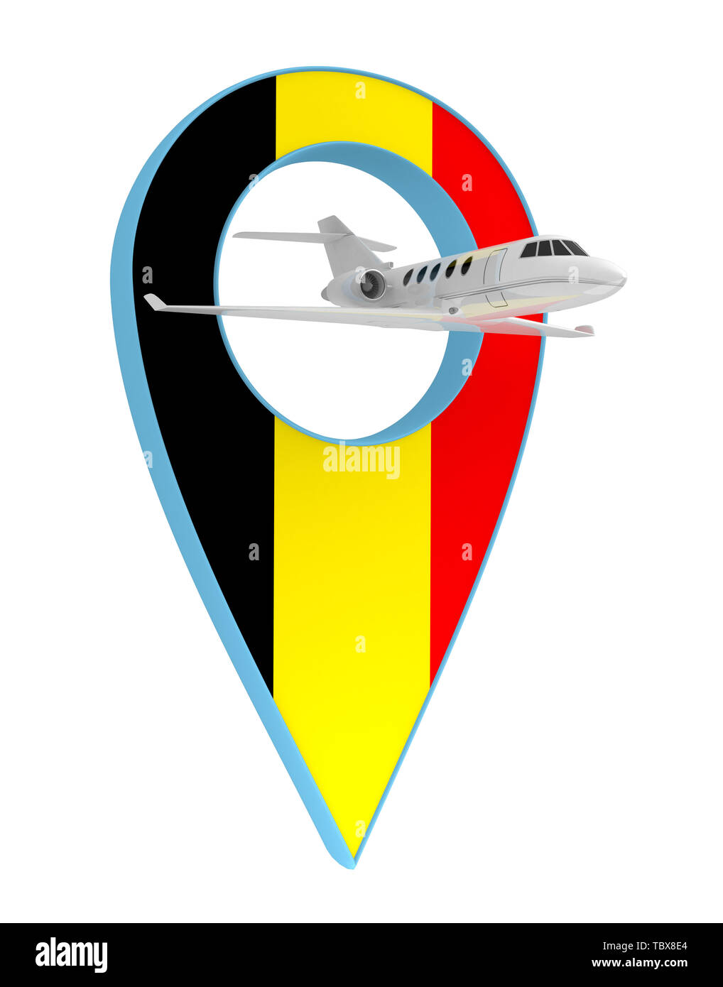 Avion privé avec code pin drapeau Belgique navigation. Le rendu 3D Banque D'Images