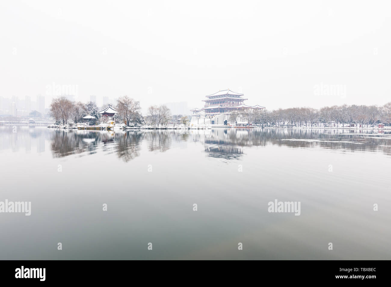 Ancienne ville Xi'an Qujiang Scenic Area Big Wild Goose Pagoda Rainbow Garden City South Lake Scenery Banque D'Images