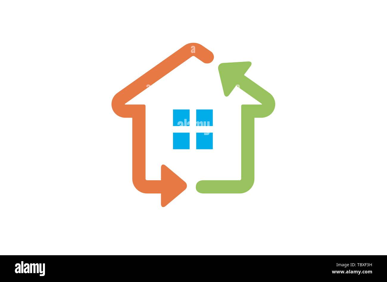 Illustration de la conception du logo de la technologie de flèche renouvelable de maison Illustration de Vecteur