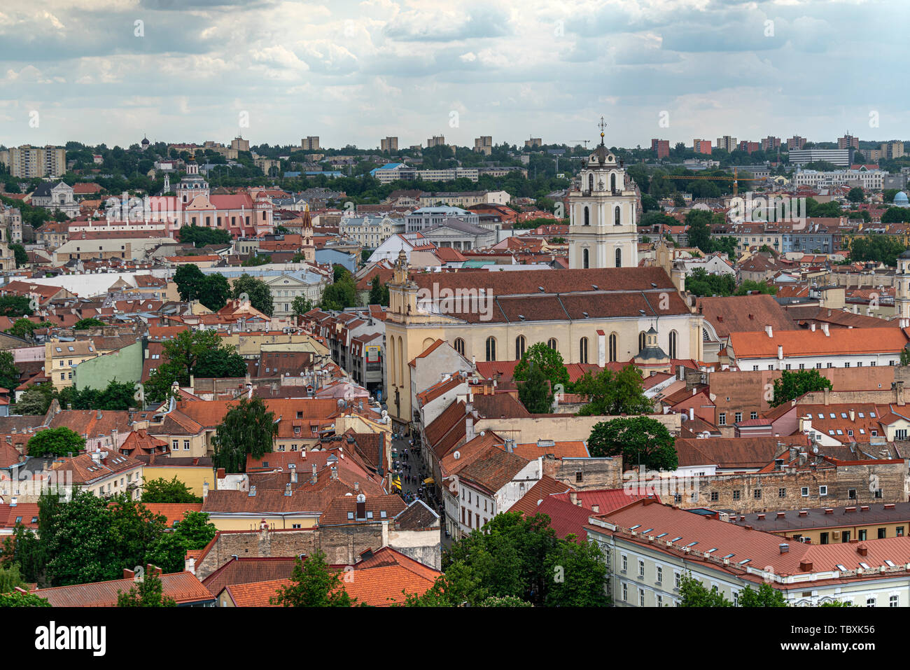 Vilnius, Lituanie. Mai 2019. Une vue panoramique de la ville de la tour de Gediminas Banque D'Images
