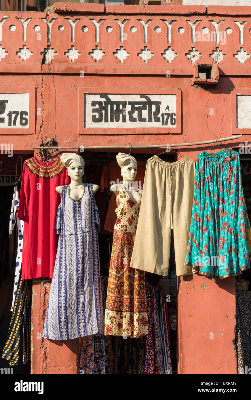 Bazars de la Vieille Ville (Ville Rose), Jaipur, Rajasthan, Inde Banque D'Images
