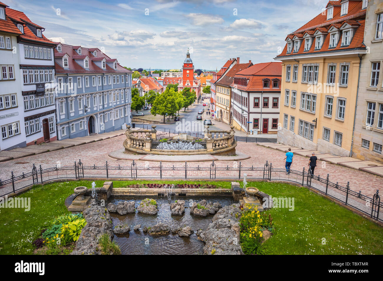 GOTHA, ALLEMAGNE - circa 2019 MAI : Wasserkunst fontaine et chutes d'eau en face de la ville de Gotha en Thuringe, Allemagne Banque D'Images