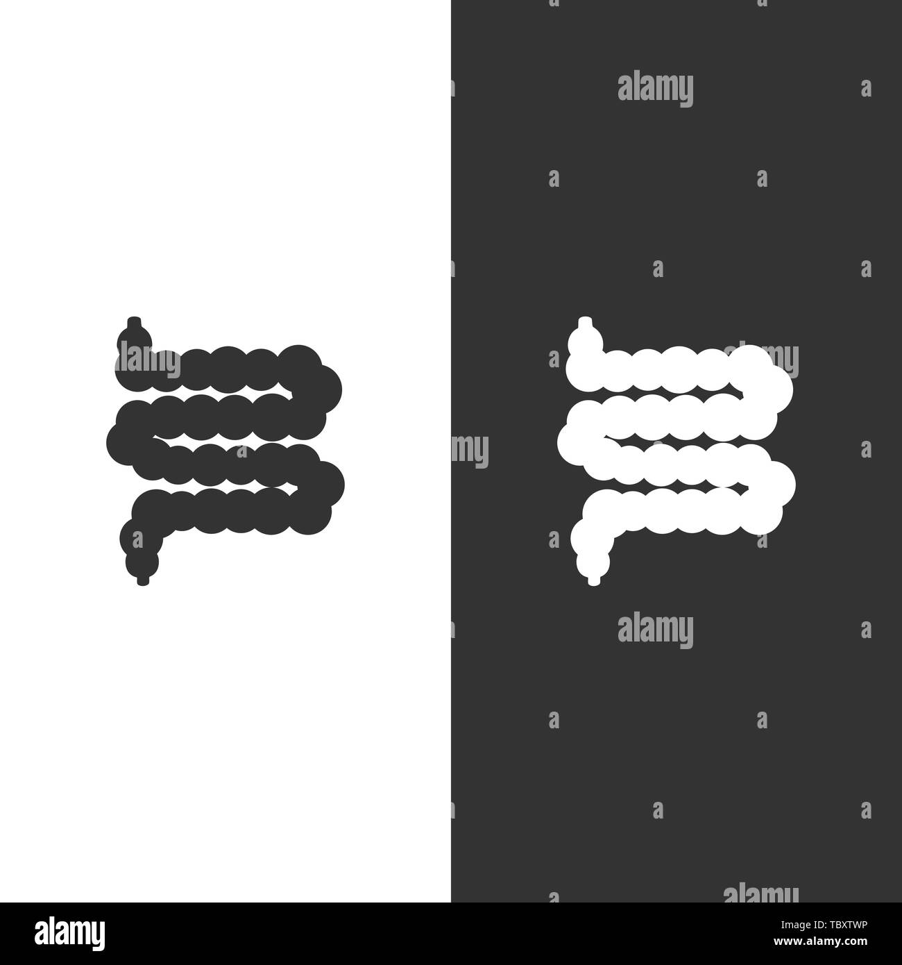 Les droits de l'orgue. Intestin icône sur fond noir et blanc. Vector illustration Illustration de Vecteur