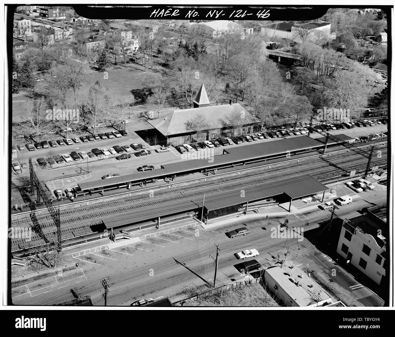 La station de Mamaroneck. Mamaroneck, NY Westchester Co., Sec. 9108, MP 20.50. Corridor ferroviaire nord-est, Route d'Amtrak entre New-York et de nouvelles lignes YorkConnecticut State, New York, New York County, NY Banque D'Images