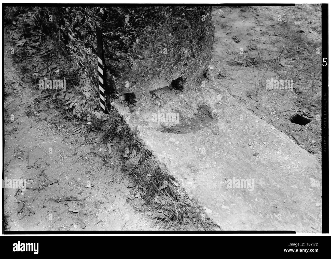 Mai 1958 LA SECTION CENTRALE DU NORD-EST DE BAS DE Fort Frederica, King's Magazine (ruines), Saint Simons Island, Glynn Comté, GA Banque D'Images