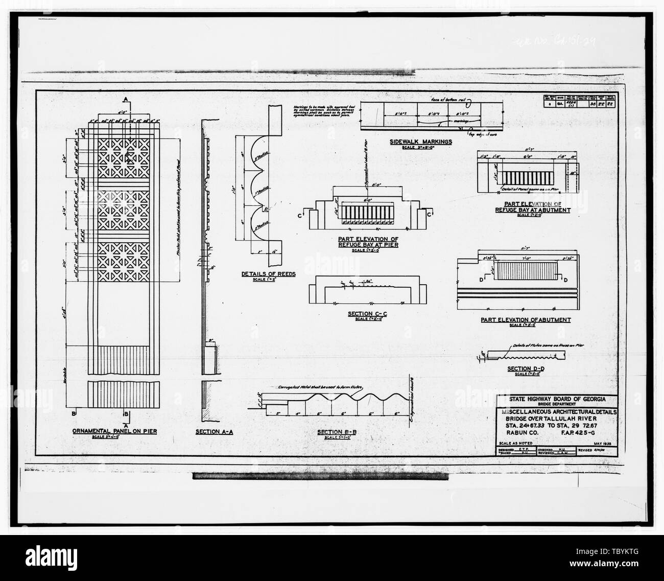 Détails architecturaux divers, pont au-dessus de la rivière de Tallulah Tallulah Falls Bridge, enjambant Tallulah Falls River sur la route State Route 23 15, Tallulah Falls, Habersham Comté, GA Banque D'Images