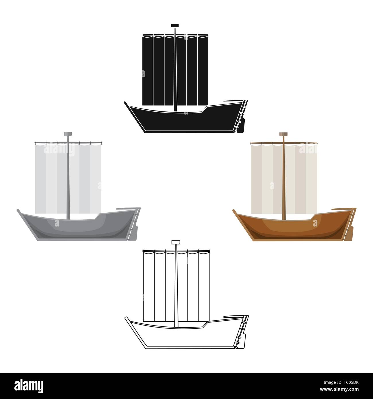 Voilier. Le bateau navigue contre le vent. Transport de l'eau pour le patinage.Transport simple icône dans la caricature,black style vector illustration web stock symbol. Illustration de Vecteur