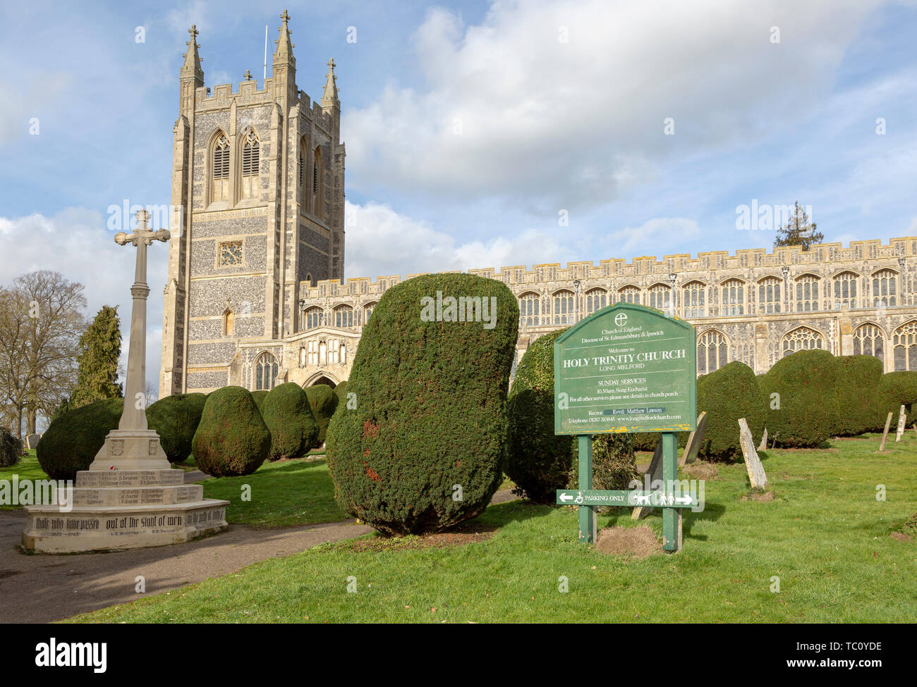 L'église Holy Trinity, Long Melford, Suffolk, Angleterre, RU Banque D'Images