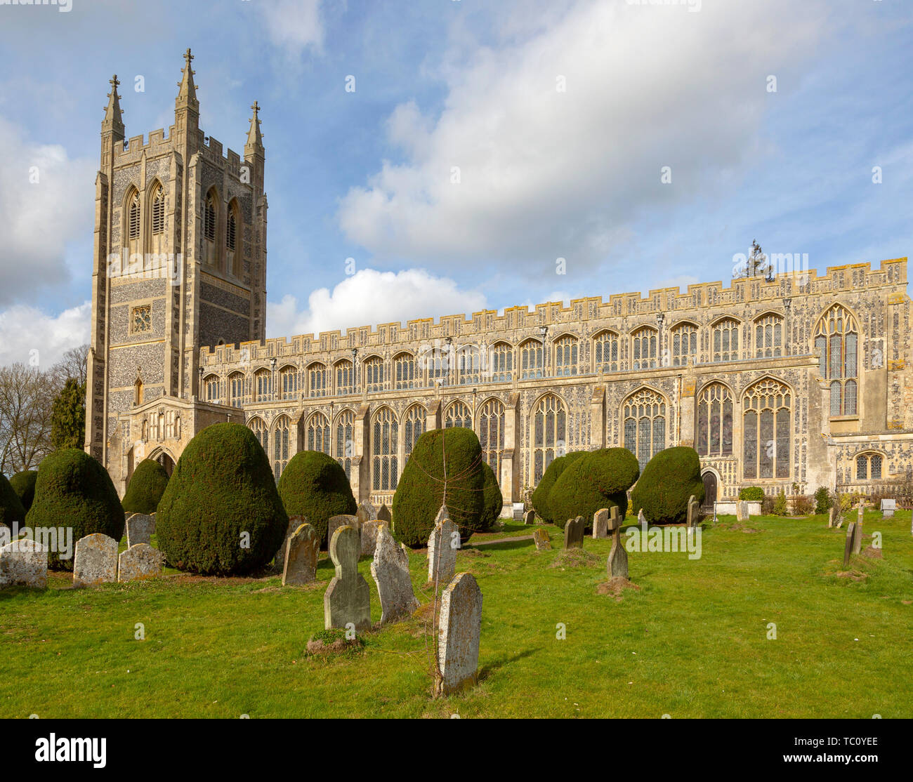 L'église Holy Trinity, Long Melford, Suffolk, Angleterre, RU Banque D'Images