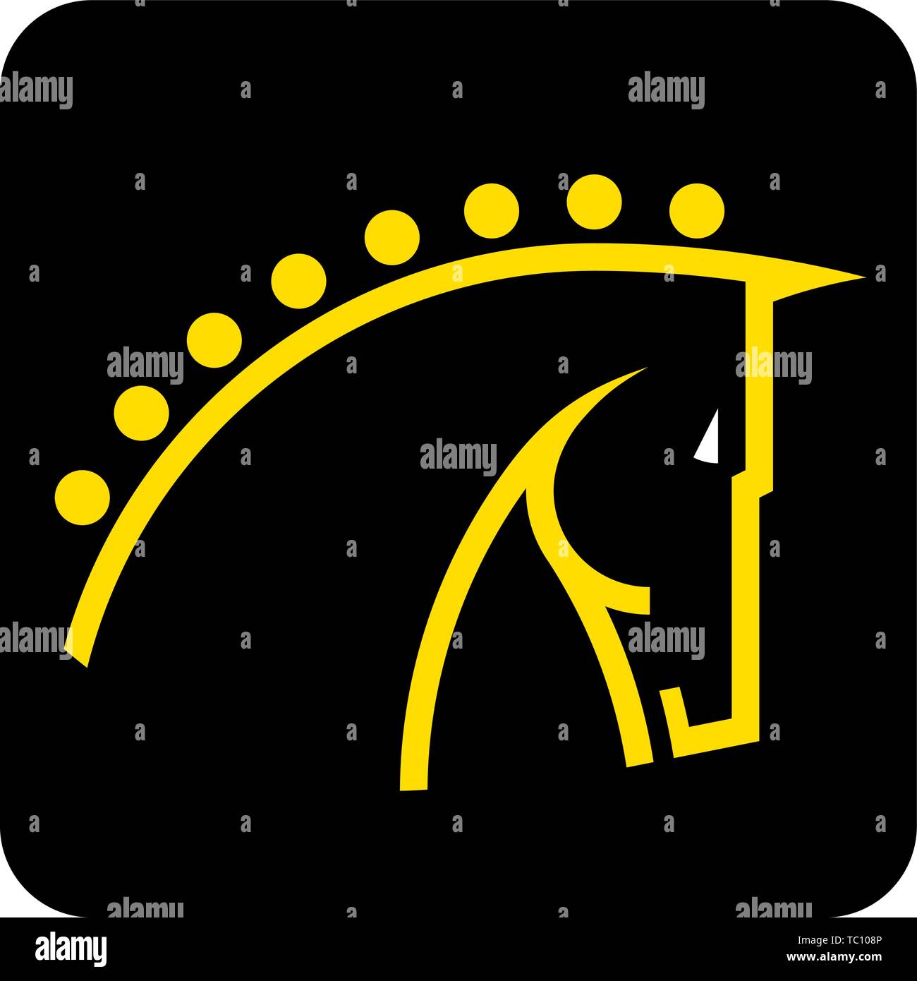 Vector illustration. L'icône de tête de cheval en jaune et noir dans le style géométrique linéaire. Illustration de Vecteur