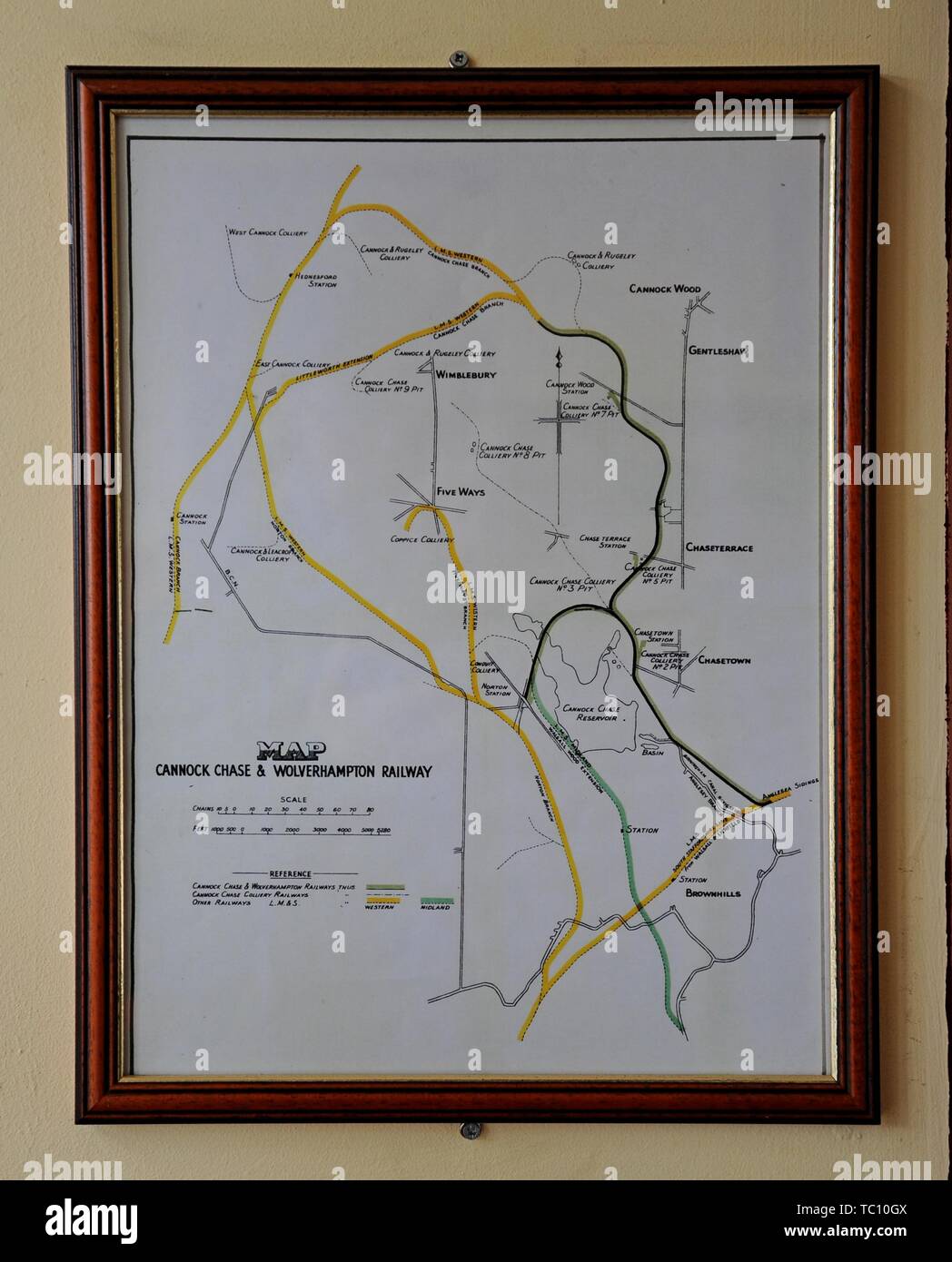 Une carte de l'Cannock Chase et Wolverhampton, Wolverhampton, le personnel ferroviaire Banque D'Images