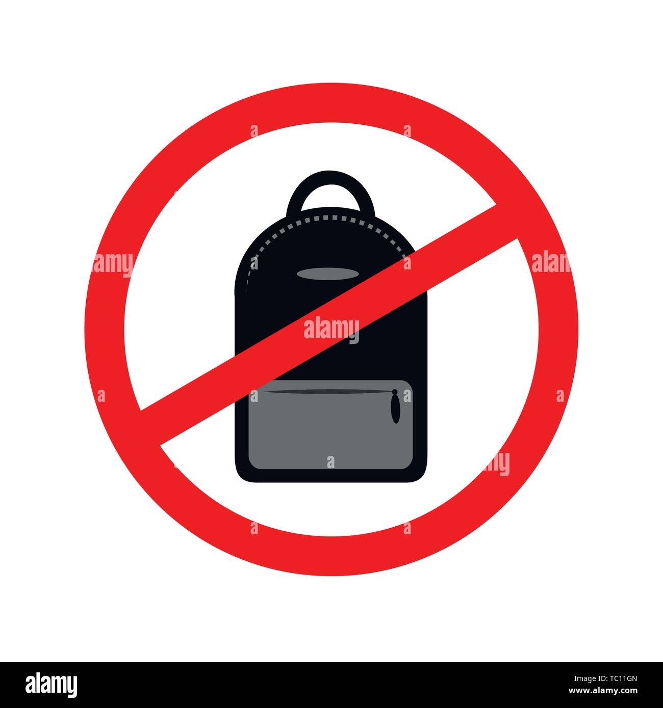 Sac Dos L ic ne Interdiction Sign On White Background Vector 