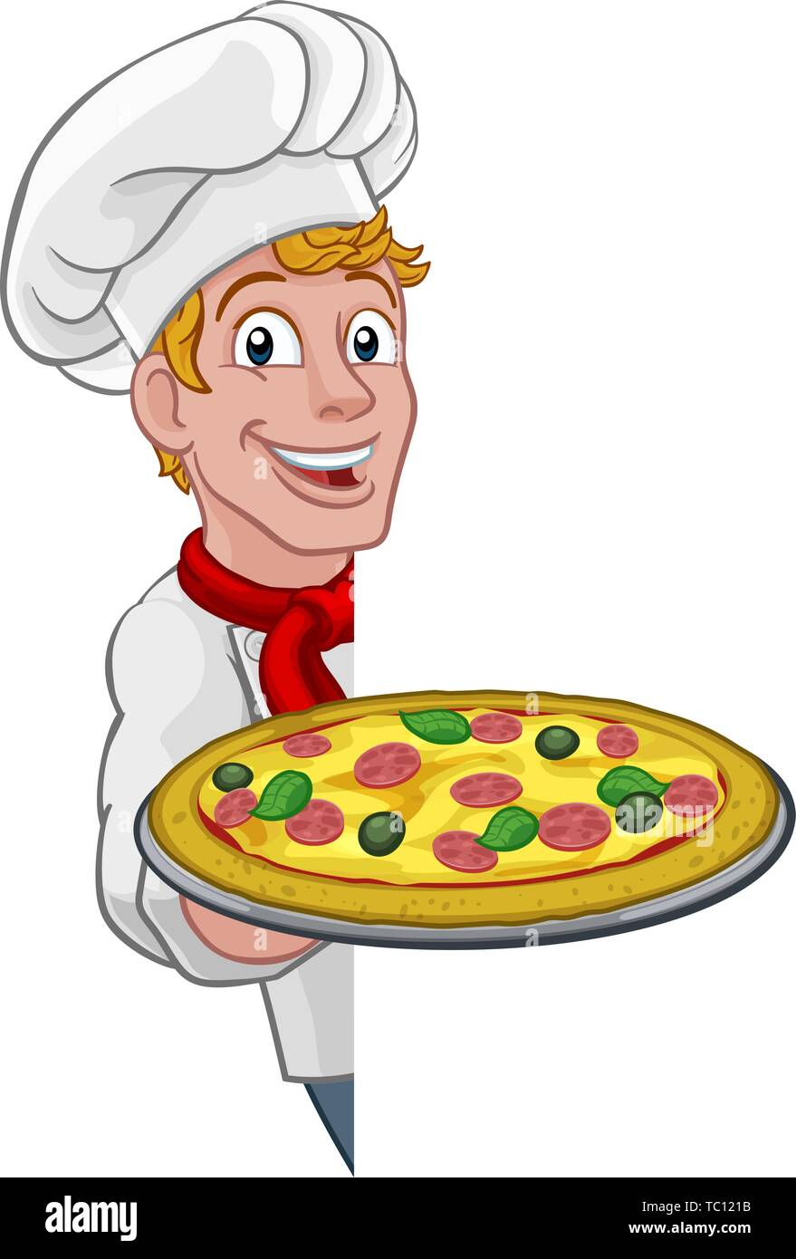 Pizza Chef Cartoon Illustration de Vecteur