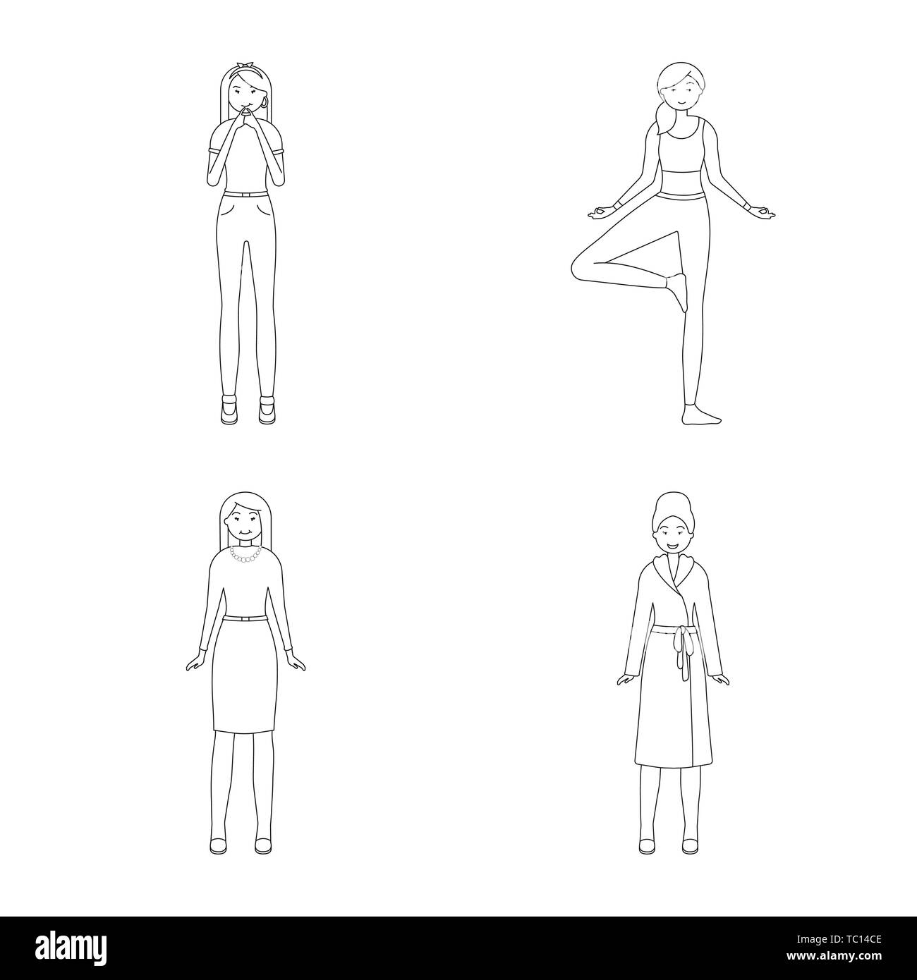 Objet isolé de la posture et l'humeur de l'icône. Collection de posture et d'illustration vectorielle stock femelle. Illustration de Vecteur Objet isolé de la posture et l'humeur de l'icône. Collection de posture et d'illustration vectorielle stock femelle. Illustration de Vecteur