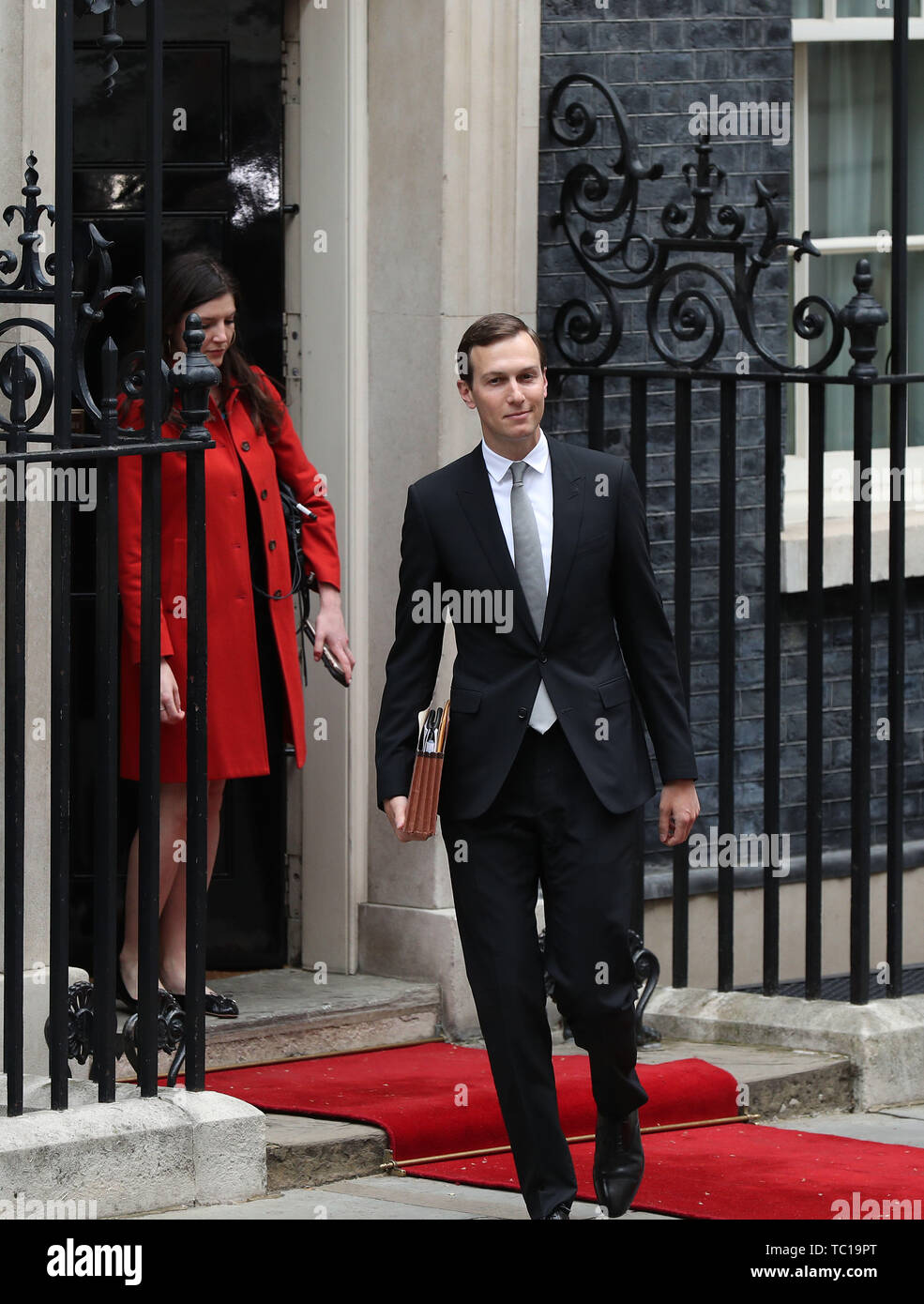 Jared Kushner quitte 10 Downing Street, Londres, le deuxième jour du président américain Donald Trump de sa visite d'état du Royaume-Uni. Banque D'Images