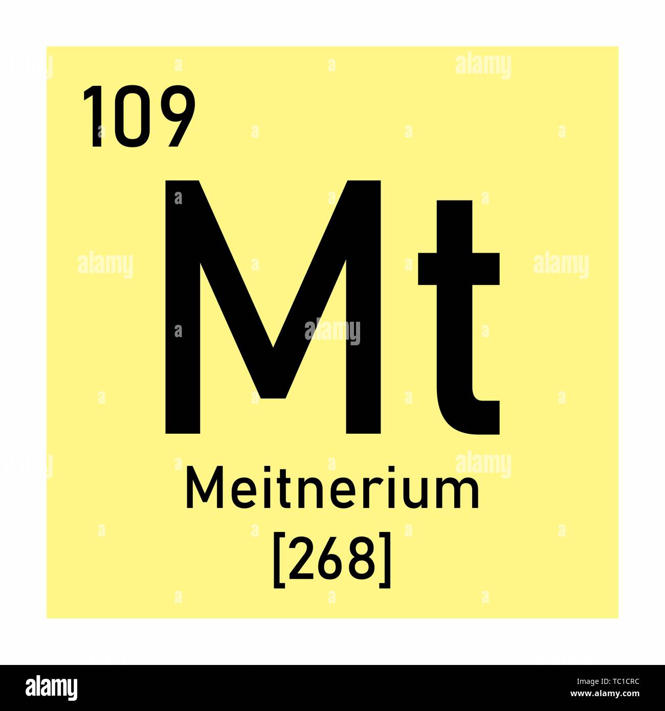 Illustration de la table périodique Meitnerium symbole chimique Illustration de Vecteur