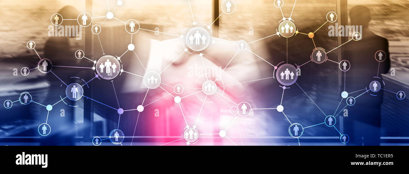 La gestion des ressources humaines RH autochtones concernant la structure de l'organisation mixte de l'écran virtuel double exposition Banque D'Images