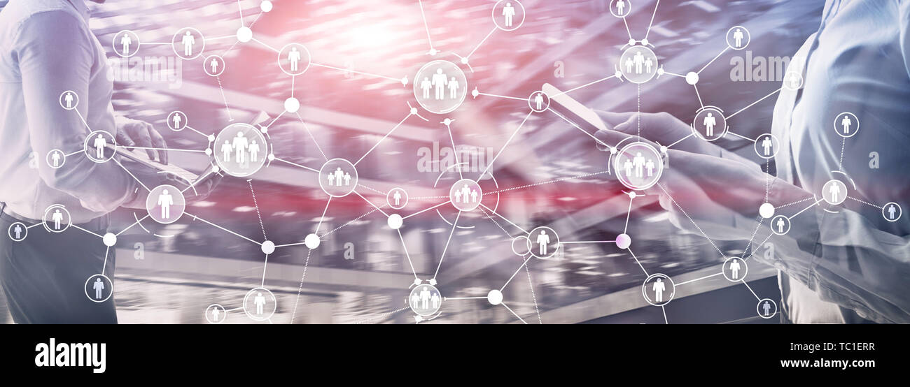 La gestion des ressources humaines RH autochtones concernant la structure de l'organisation mixte de l'écran virtuel double exposition Banque D'Images