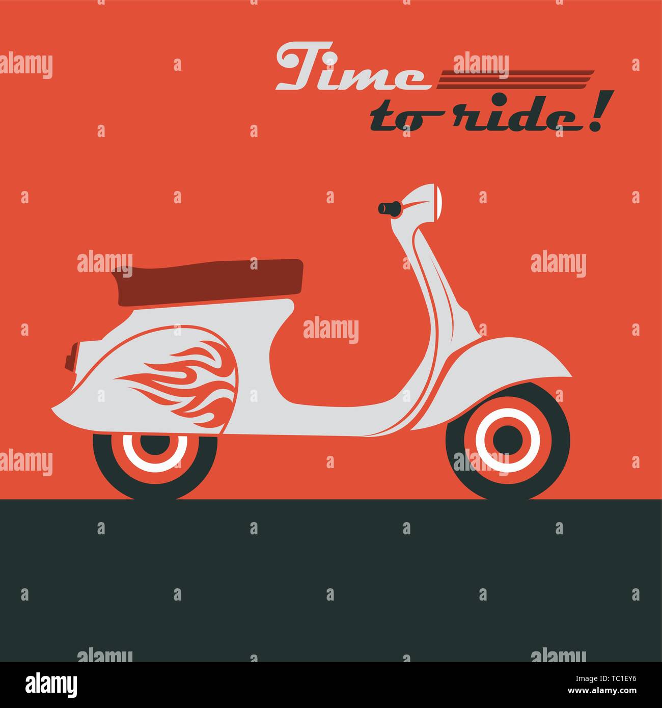 Scooter rétro image vectorielle. Vintage cyclomoteur - un véhicule populaire dans les villes de l'Italie Illustration de Vecteur