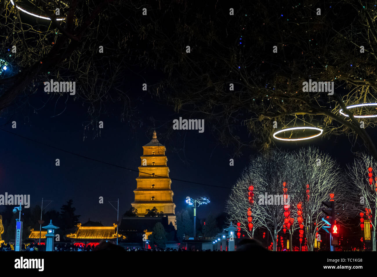 Xi'an 2018 Année Plus La Chine, la Grande Pagode de l'Oie Sauvage, Datang nuit City, New Chinatown Banque D'Images