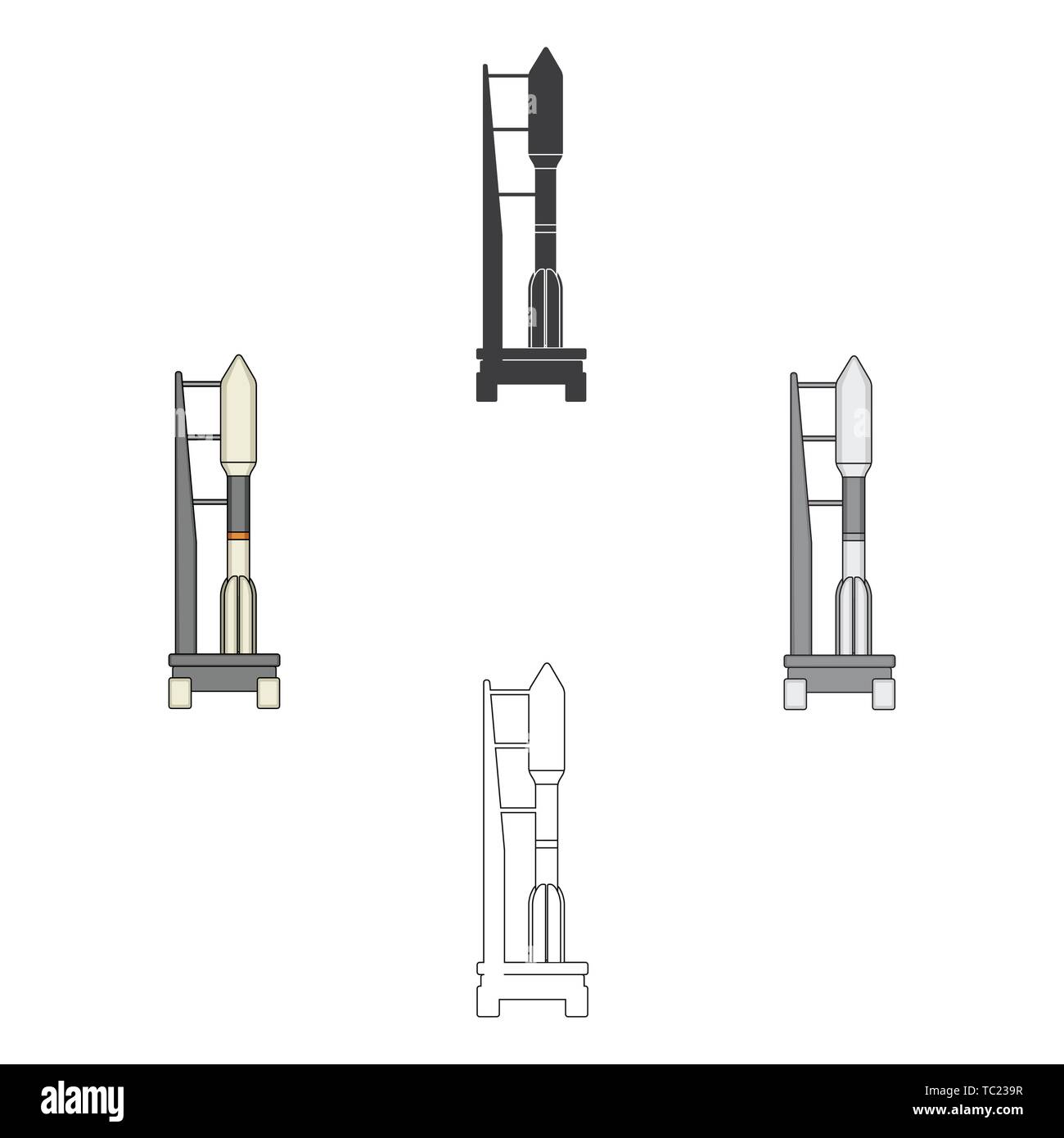 Véhicule de lancement spatial au lancement. La technologie spatiale simple icône dans la caricature,black style symbole vecteur illustration de stock . Illustration de Vecteur