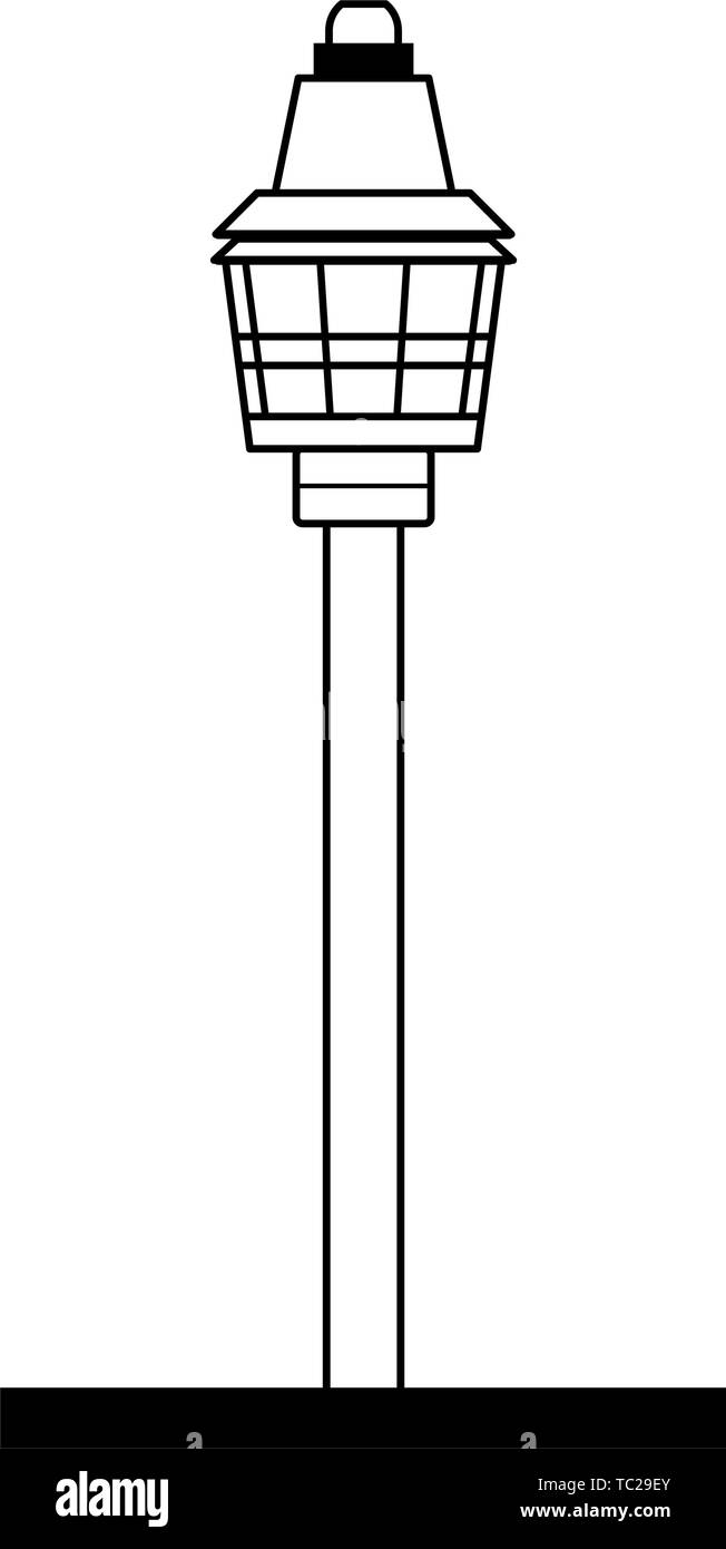 L'icône de la tour N de Séoul cartoon en noir et blanc Illustration de Vecteur