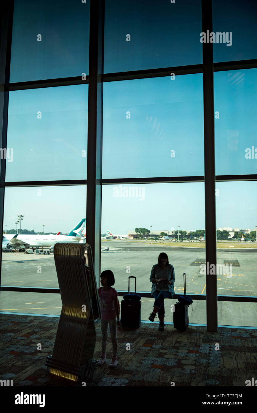 L'aéroport de Changi, est le principal aéroport civil de Singapour, et l'un des plus grands centres de transport en Asie du sud-est. Banque D'Images