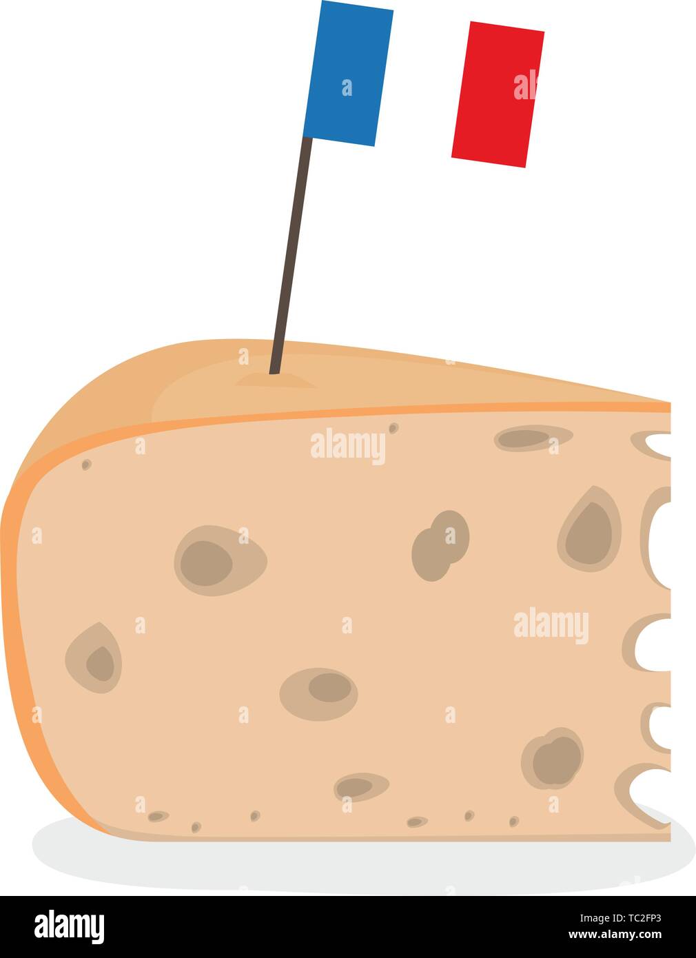Morceau de fromage emmental avec un drapeau de la France. Fromages français - Vector Illustration de Vecteur