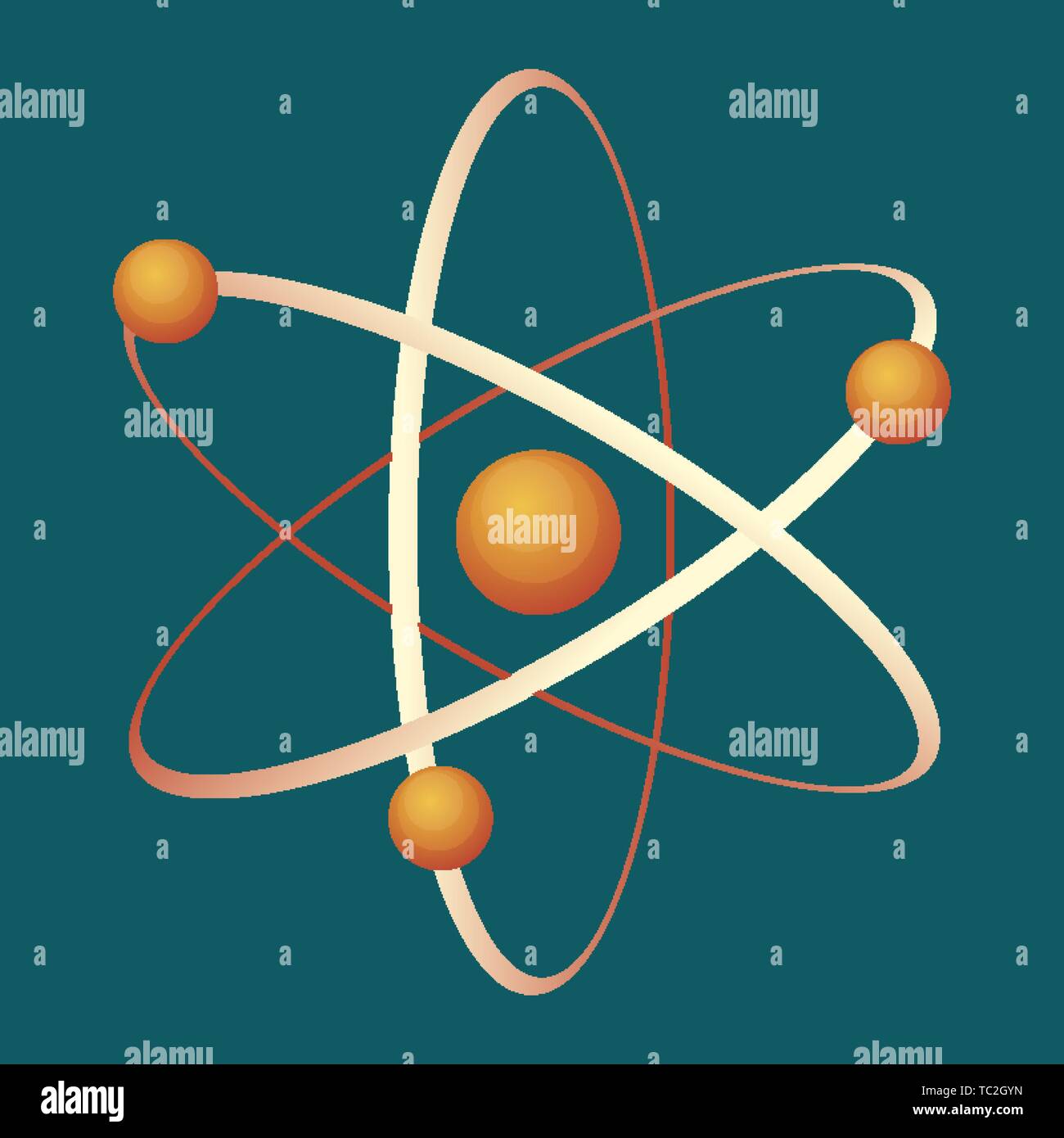 Atom icône grise avec des cercles et boules à l'intérieur et sur les lignes isolé sur blanc. Vector illustration de la plus petite unité constitutive de la matière ordinaire t Illustration de Vecteur