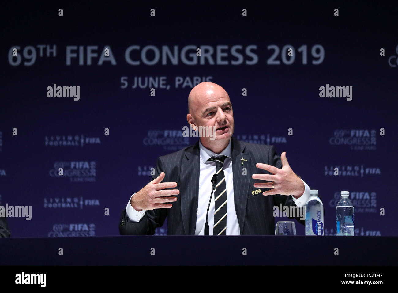 Paris, France. Le 05 juin, 2019. Gianni Infantino est réélu président de la Fifa lors de la 69 e Congrès de la FIFA tenu dans la ville de Paris en France le mercredi, 05. (PHOTO : VANESSA CARVALHO/BRÉSIL PHOTO PRESSE) Credit : Brésil Photo Presse/Alamy Live News Banque D'Images