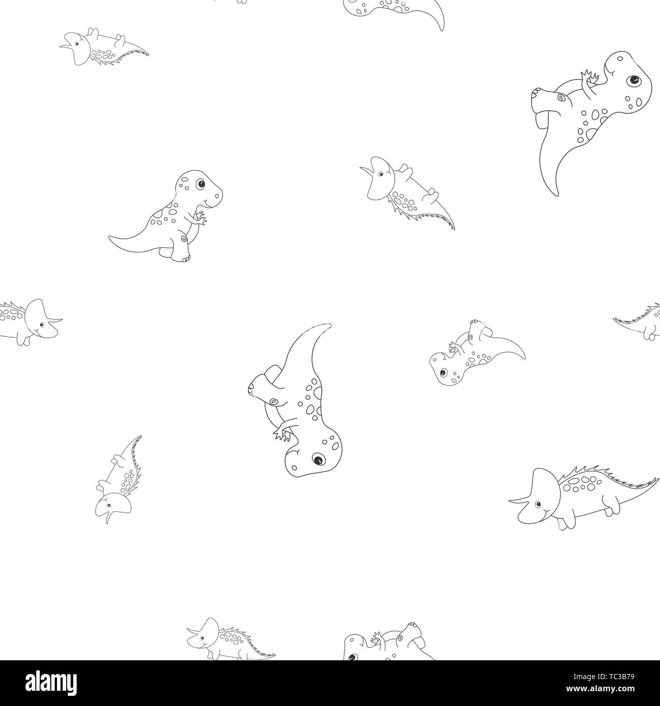 Profil de fluide contour des dinosaurus et tyrannosaure tricératops. Isolé sur fond blanc. Vector illustration. Illustration de Vecteur