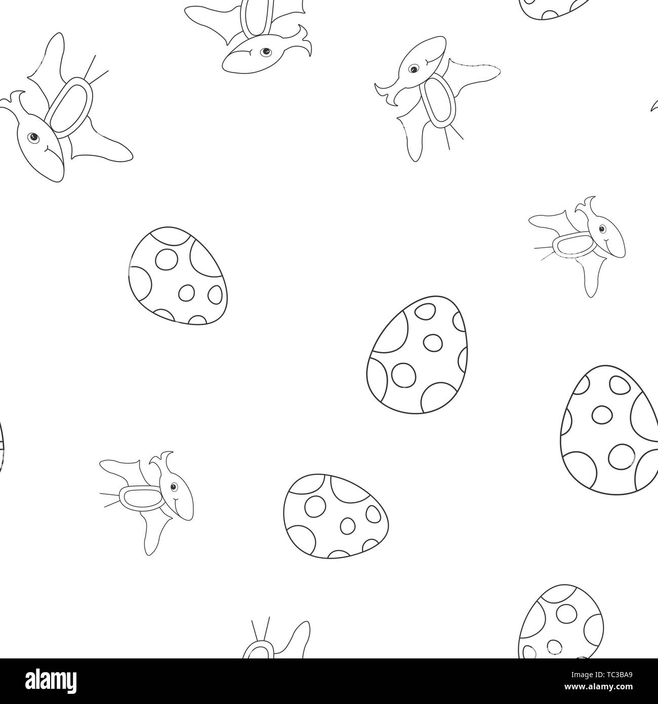 Profil de fluide contour des dinosaurus ptérodactyle et œufs tachetés. Isolé sur fond blanc. Vector illustration. Illustration de Vecteur