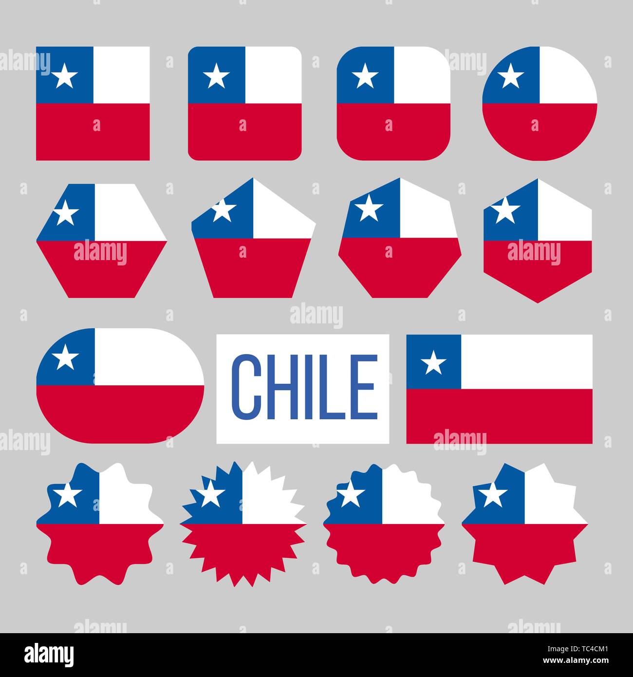 Drapeau Chili Figure Collection Vector Icons Set Illustration de Vecteur