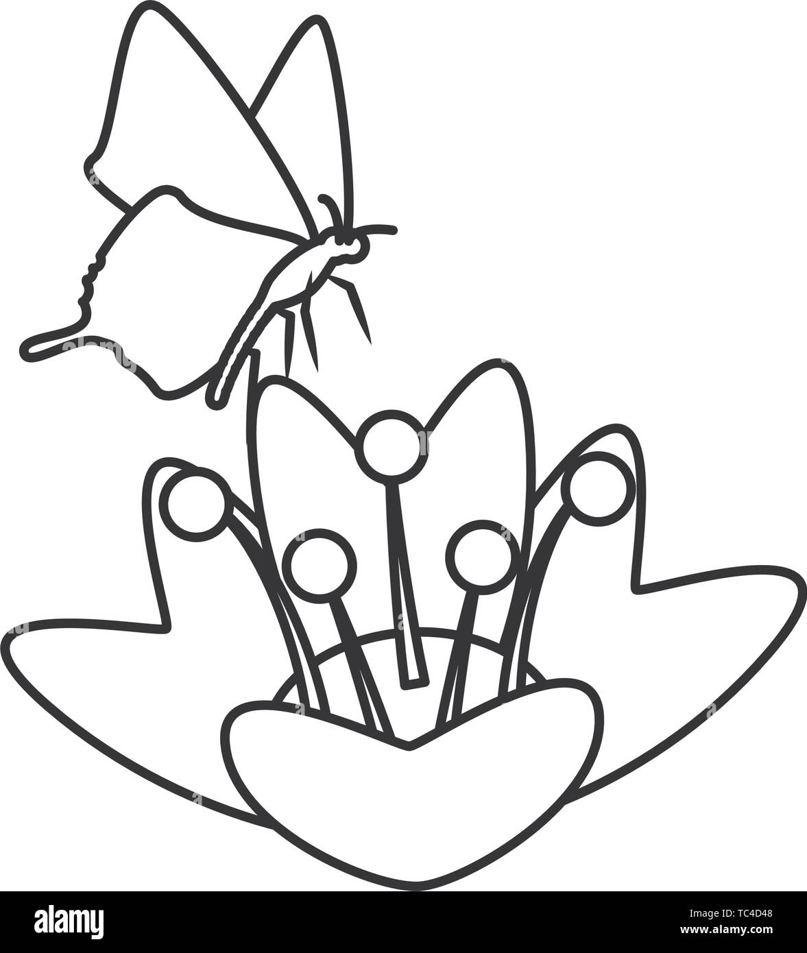 Beau papillon avec flower isolated vecteur icône illustration design Illustration de Vecteur