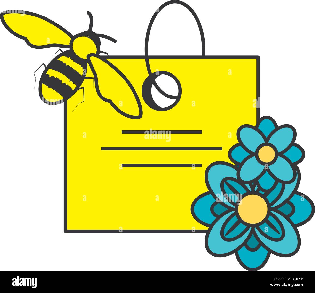 Commercial tag avec fleurs et bee design illustration vectorielle Illustration de Vecteur