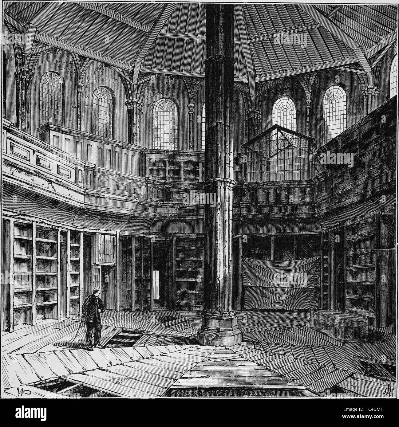 Gravure de la salle du chapitre précédent à l'abbaye de Westminster, à sa restauration, Londres, Angleterre, du livre 'Old and New London : un récit de son histoire, de ses habitants et de ses lieux' par Thornbury Walter, 1873. Avec la permission de Internet Archive. () Banque D'Images