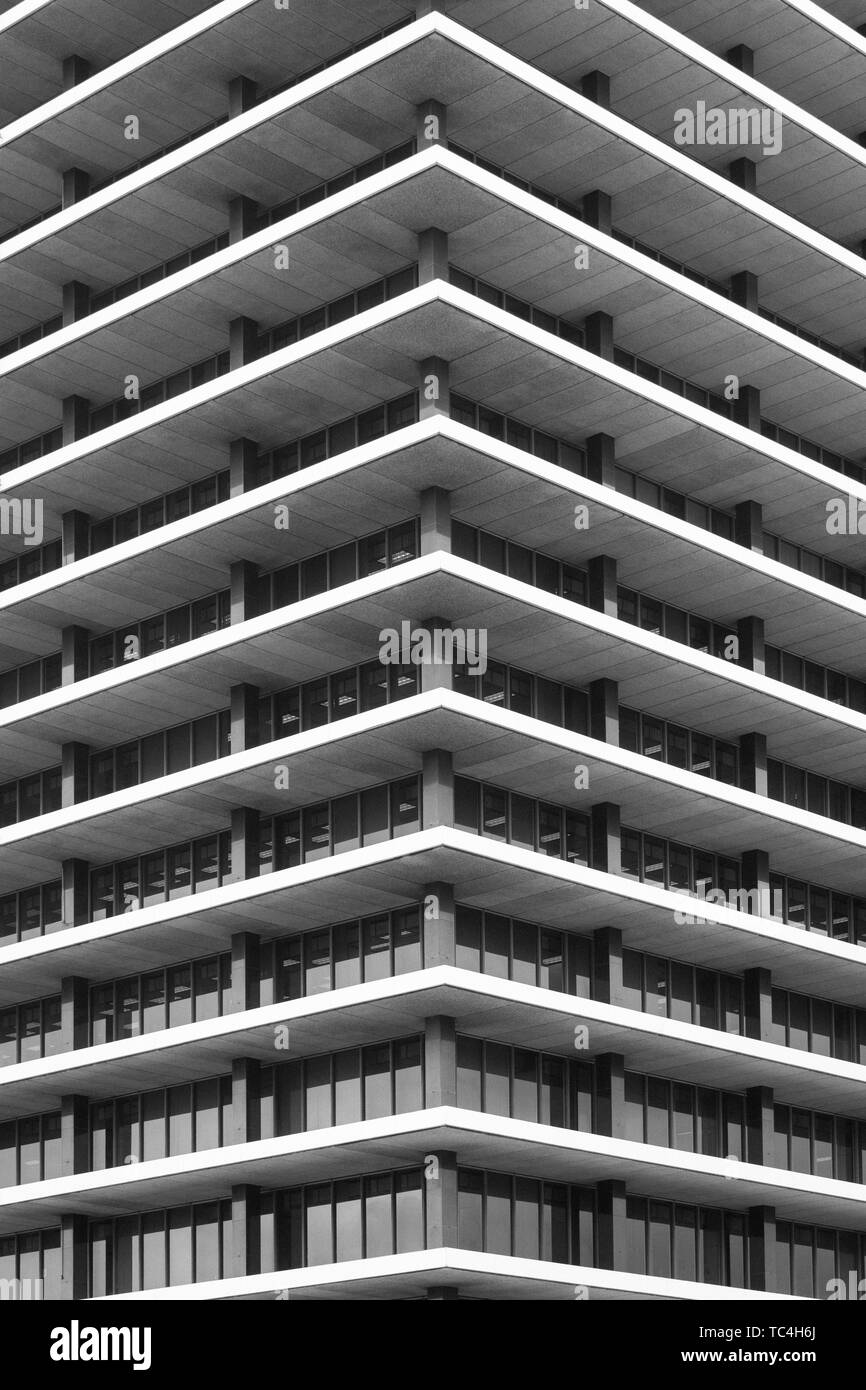 Les détails architecturaux de la Los Angeles Department of Water and Power John Ferraro Immeuble de bureaux dans le centre-ville de Los Angeles, Californie Banque D'Images