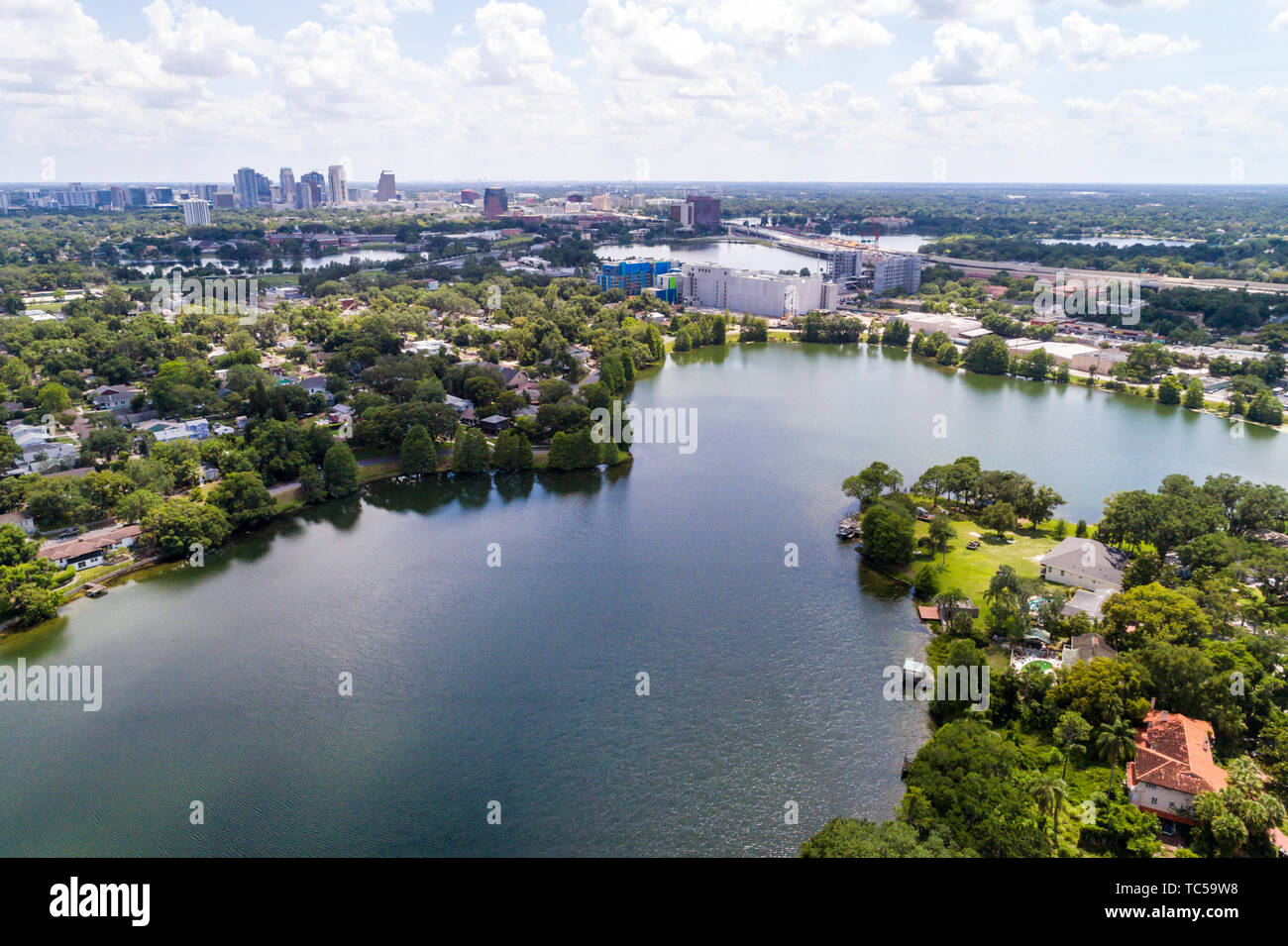 Orlando Florida, Lake Formosa, centre-ville, vue aérienne aérienne d'oiseau au-dessus, les visiteurs voyage visite touristique site touristique Landm Banque D'Images