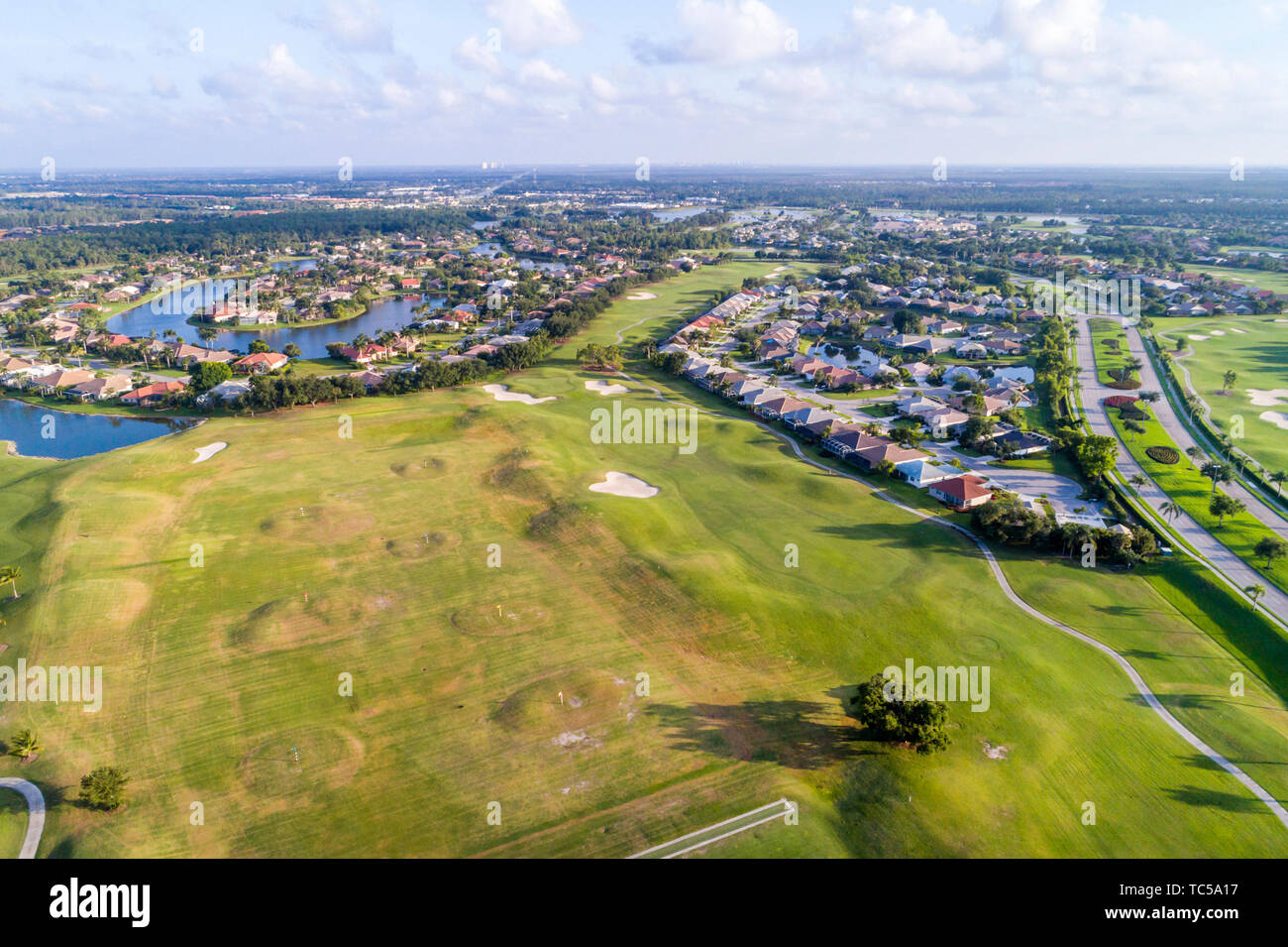 Naples Floride, Lely Resort, GreenLinks, parcours de golf Flamingo Island Club, maisons, vue aérienne aérienne sur les oiseaux au-dessus, visite touristique Banque D'Images