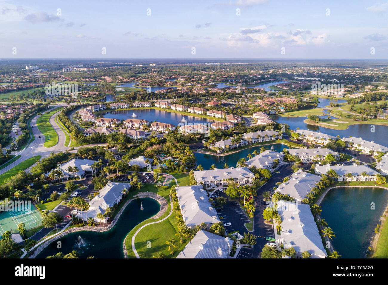 Naples Floride, Lely Resort, GreenLinks Golf Villas, maisons, vue aérienne au-dessus, FL190514d53 Banque D'Images
