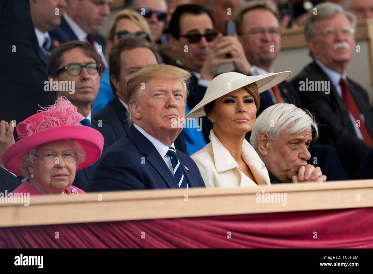 Les dirigeants du monde entier y compris la reine Elizabeth II et le Président Donald Trump du Royaume-Uni, des États-Unis et d'Europe Voir le D-Day 75 événement national à Portsmouth, Royaume-Uni. Banque D'Images